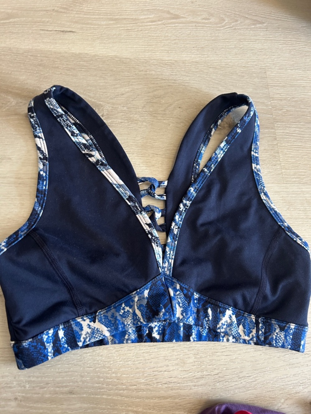 Splendid Navy Blue Snake-Print Support Bralette